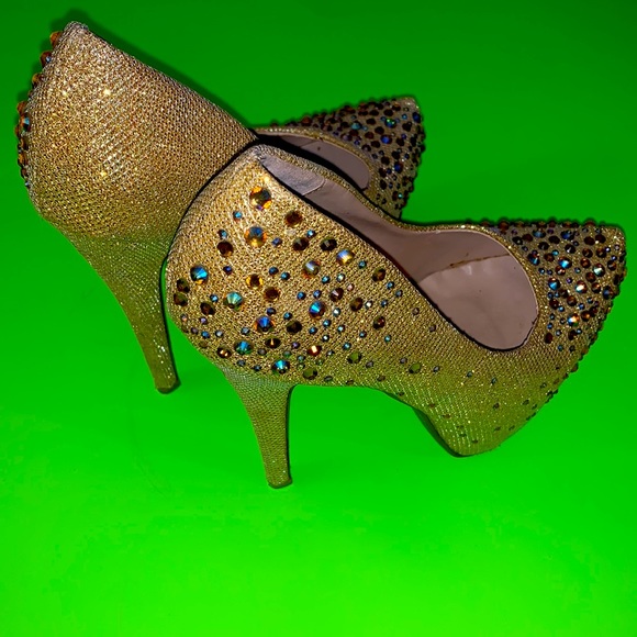 Desire by jacobies Gold sparkly platform heels💖💫 - Picture 3 of 3